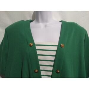 More Jazz Size 22W Short Sleeved Emerald Green Maritime Style Tunic Top